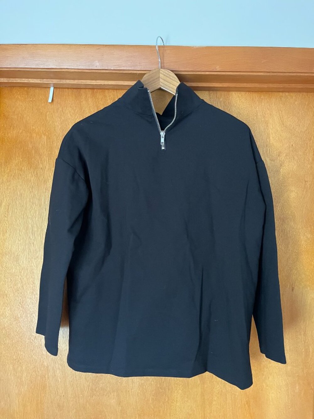 Emerson Fry Edie Mockneck Zipper Top Black Ponte Medium $138 - Picture 3 of 4